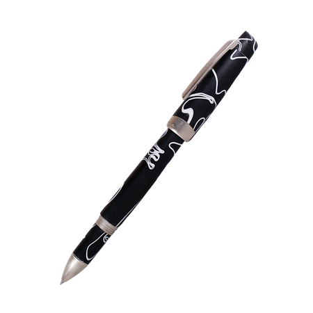 Jean-Pierre Lepine Yuzu black and white rollerball pen with sleek design, displayed on a neutral background.