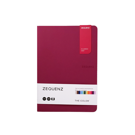 Burgundy Zequenz A5 dotted color journal with soft cover and lined pages for note-taking and creative writing.