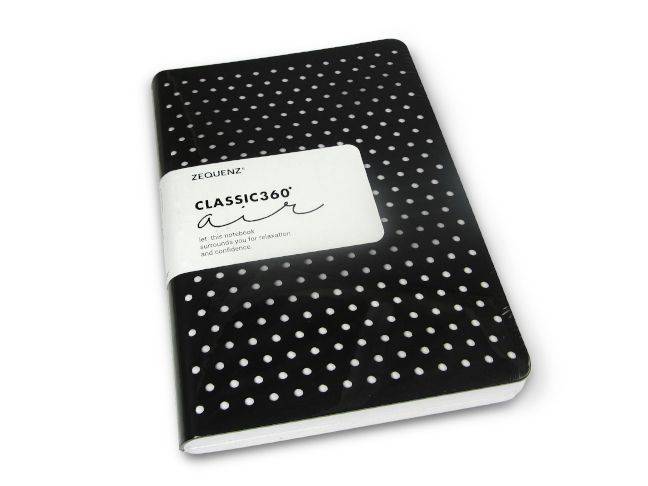 Black Zequenz Journal Classic 360 Air with smooth cover and spiral binding, designed for notes and journaling.