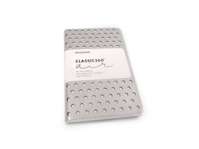 Black Zequenz Journal Classic 360 Air with smooth cover and spiral binding, showcasing its compact and stylish design.