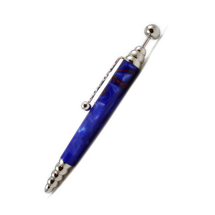 Blue Jean-Pierre Lepine Zig Zag ballpoint pen with red filet design, featuring a sleek zigzag pattern on the body.