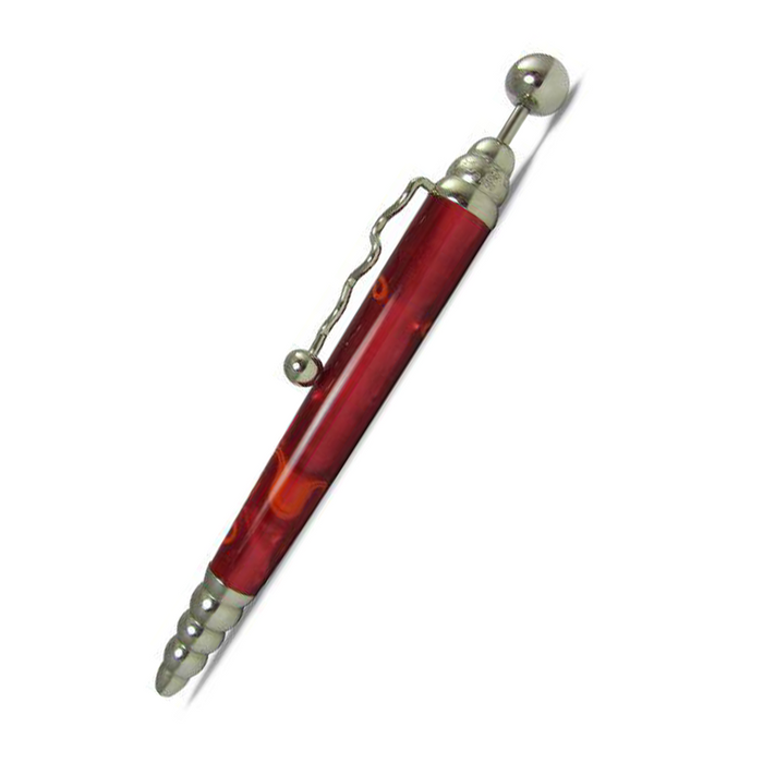 Red Jean-Pierre Lepine Zig Zag Ballpoint Pen with yellow filet, featuring a distinctive zigzag design and smooth writing tip.
