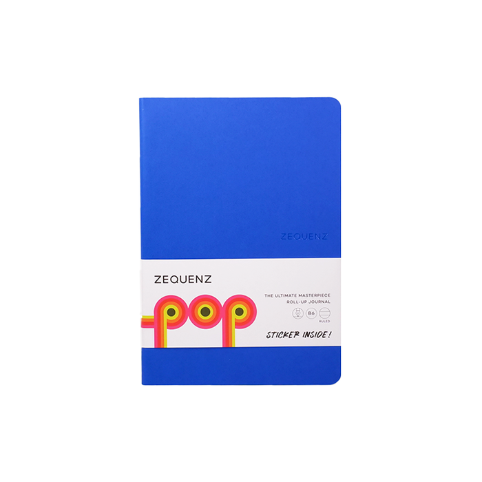 Blue Zequenz Pop Journal Ruled B6 with lined pages, compact and portable for note-taking and journaling.