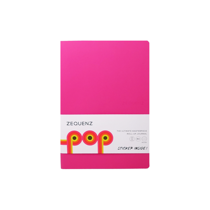 Pink Zequenz Pop Journal with ruled B6 pages, featuring a vibrant cover and compact design for note-taking and journaling.